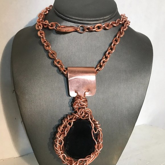 Obsidian Black Copper Heavy Chain Pendant Hip Hop - Picture 2 of 14